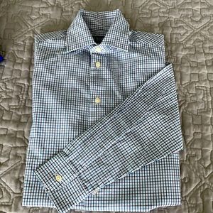 Chaps dress shirt. Plaid pattern (charcoal/blue).